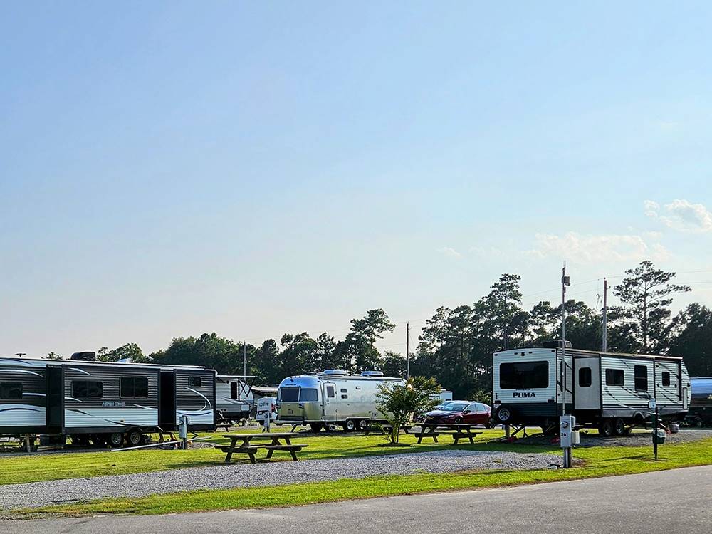 A row of RVs at Deep Creek RV Resort & Campground