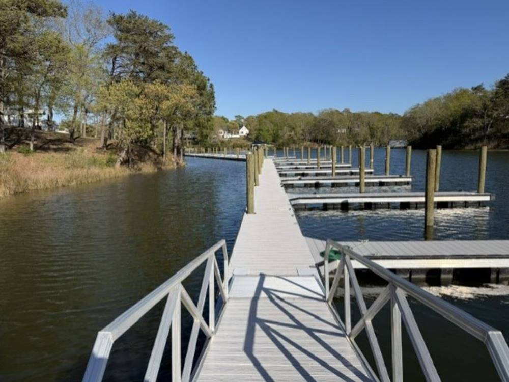 The walkway to the boat slips