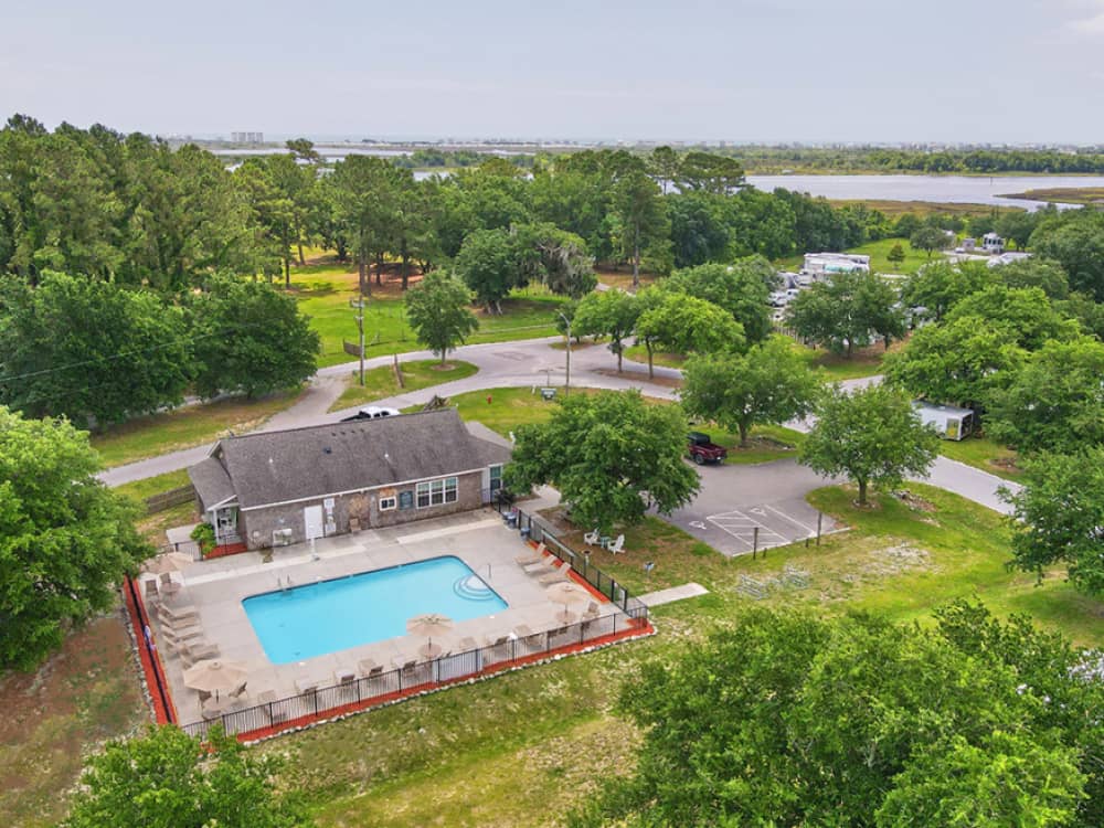Aerial view of the swimming pool