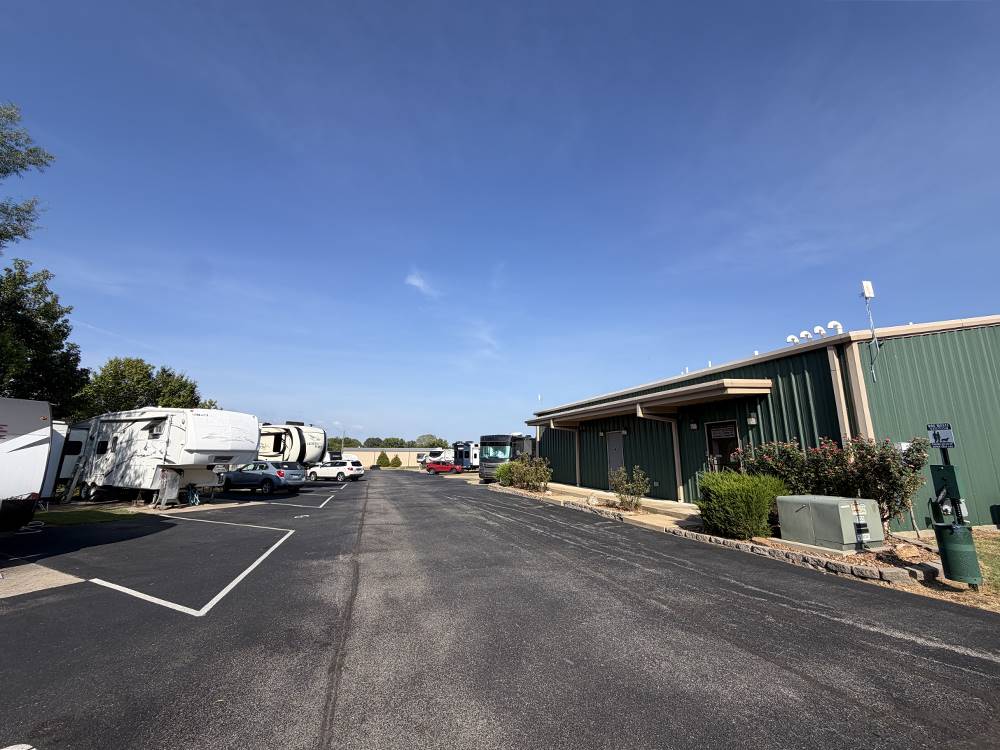 A paved road leading to sites