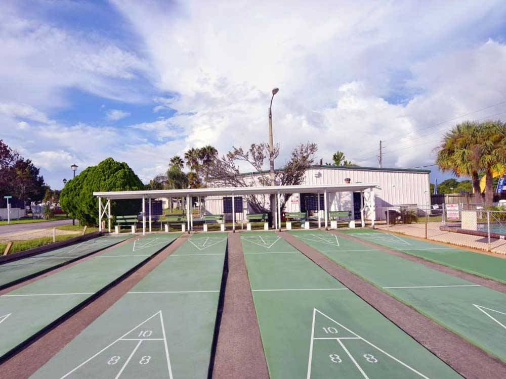 Six shuffleboard courts at WINTER PARADISE RV RESORT