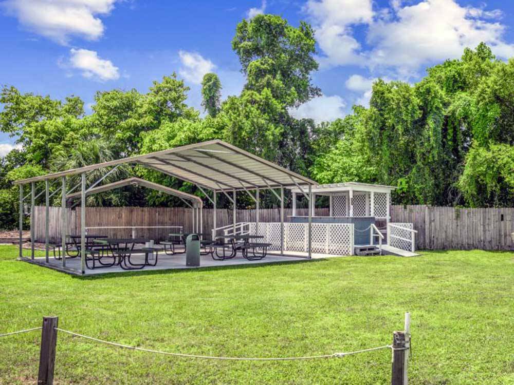 A large outdoor shade area at WINTER PARADISE RV RESORT