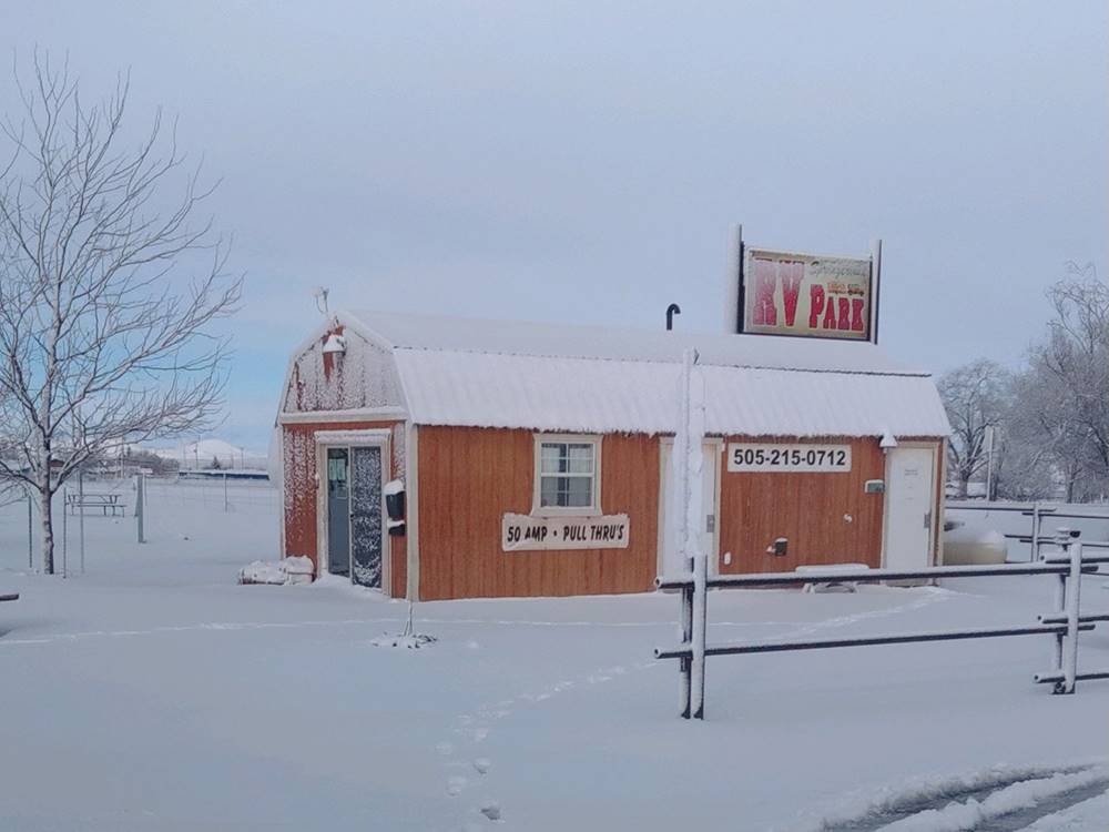 Park office in the snow at Springerville RV Park