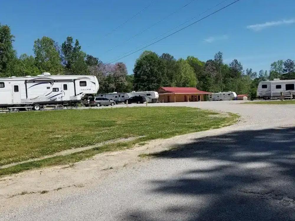 RVs parked in sites near the office