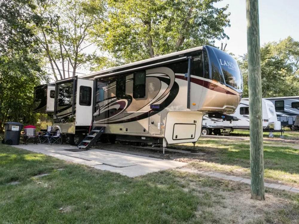 A large fifth-wheel with a slide-out