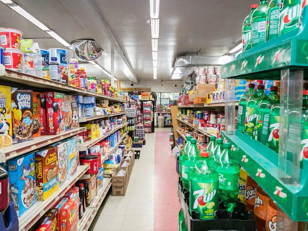An aisle in a grocery store