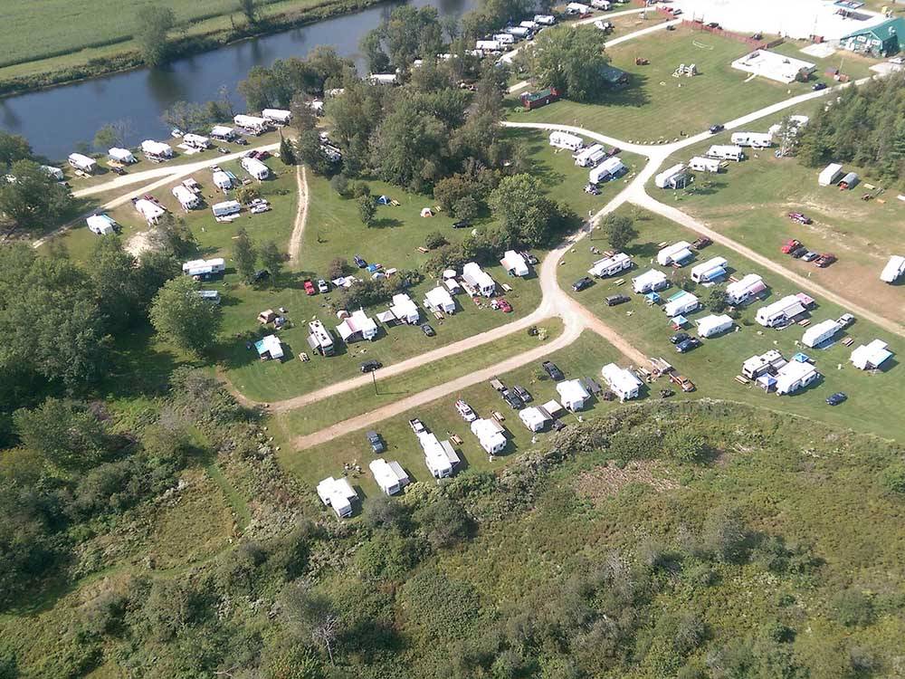 Aerial view of campground at RIVERSIDE CAMPING & RV RESORT