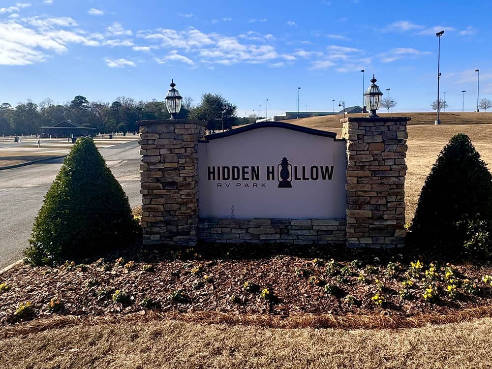 The sign at the entrance of the park