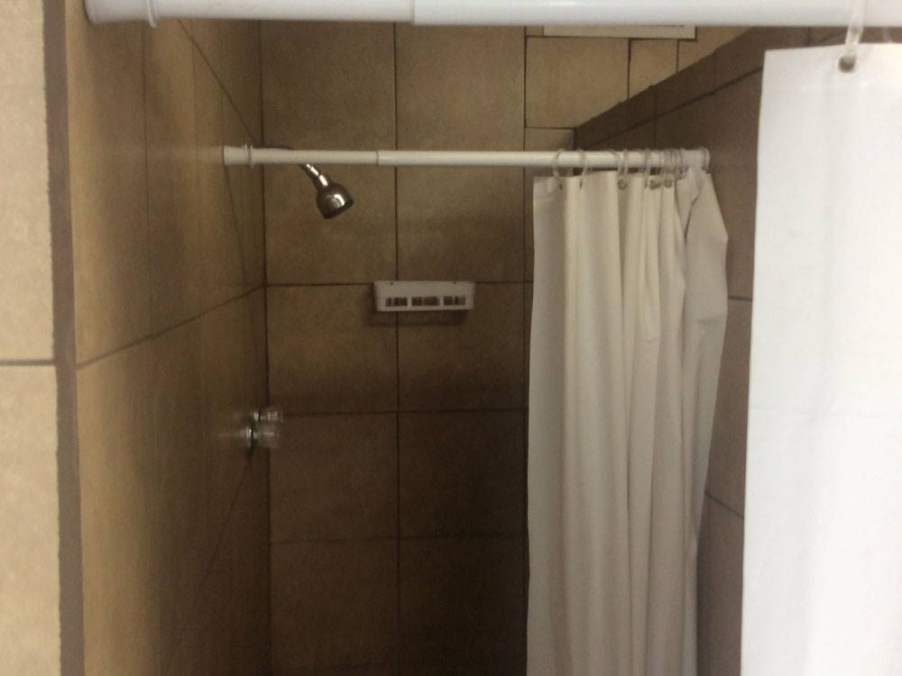 A view of the shower stall