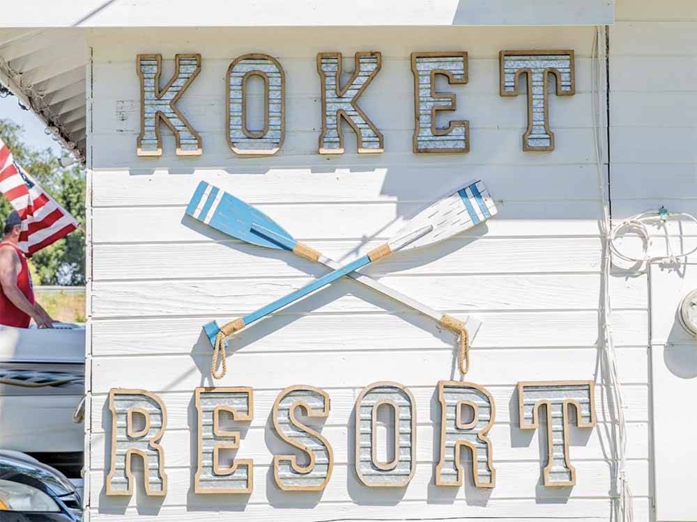 The resort name on the side of the building at KO-KET RESORT