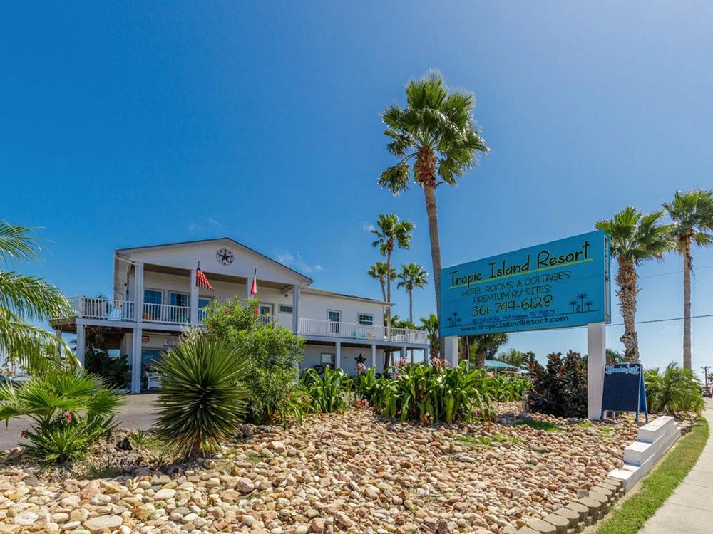 Office and sign at TROPIC ISLAND RESORT