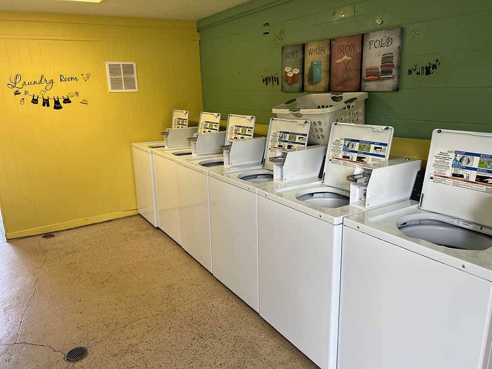 A line of washing machines at LOST LAKE RV PARK