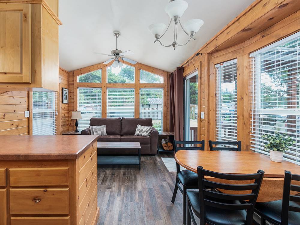 Interior of park model rental at HART'S CAMP AIRSTREAM MOTEL & RV PARK