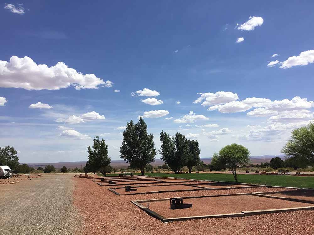 A row of empty back in RV sites at KAIBAB PAIUTE TRIBAL RV PARK