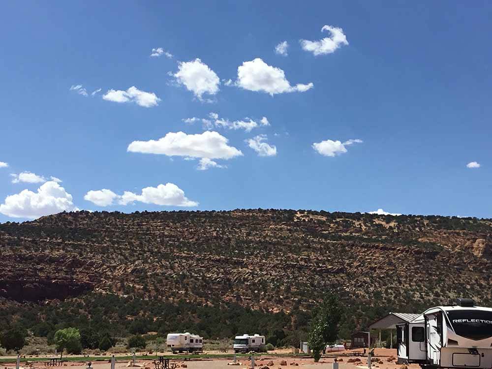 The nearby mountain with clouds at KAIBAB PAIUTE TRIBAL RV PARK