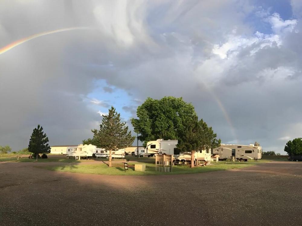 A rainbow over the campground at Bobcat Creek RV Park