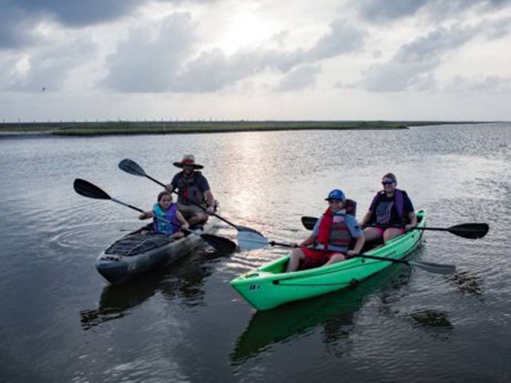 Kayaking on the water at Blue Water RV Resort