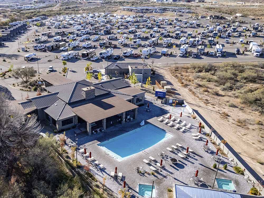An aerial view of the swimming pool at VERDE RANCH RV RESORT