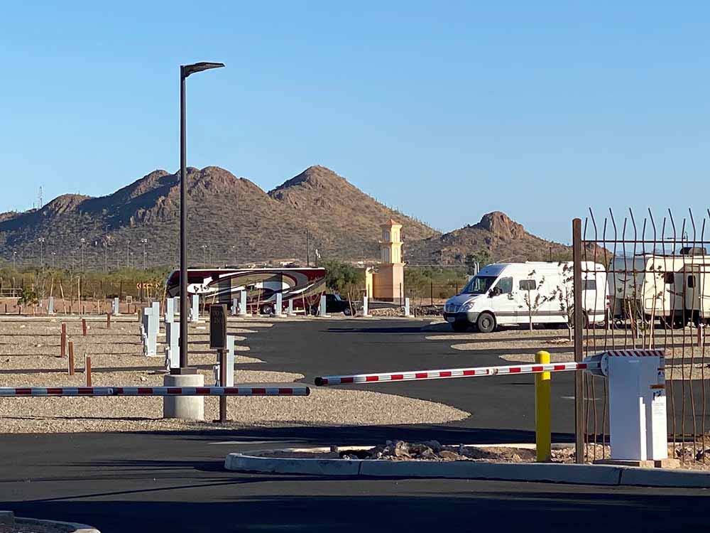 The entrance gate to the RV sites at Casino Del Sol RV Park