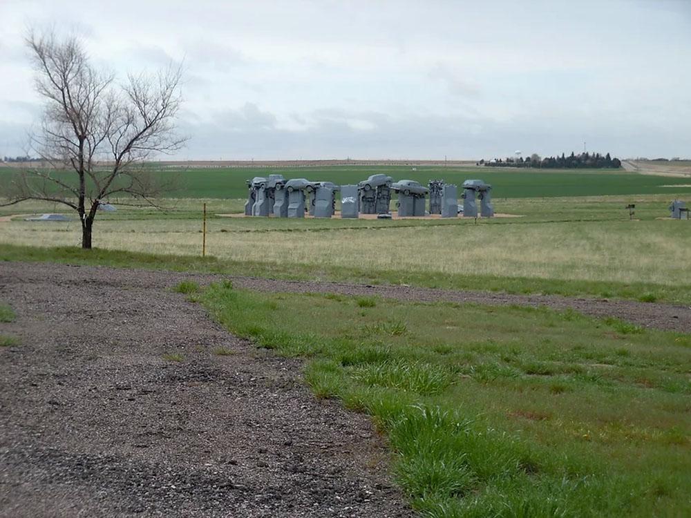 A figure of cars stacked in a circle at JESKE'S OVER THE HILL CAMPGROUND