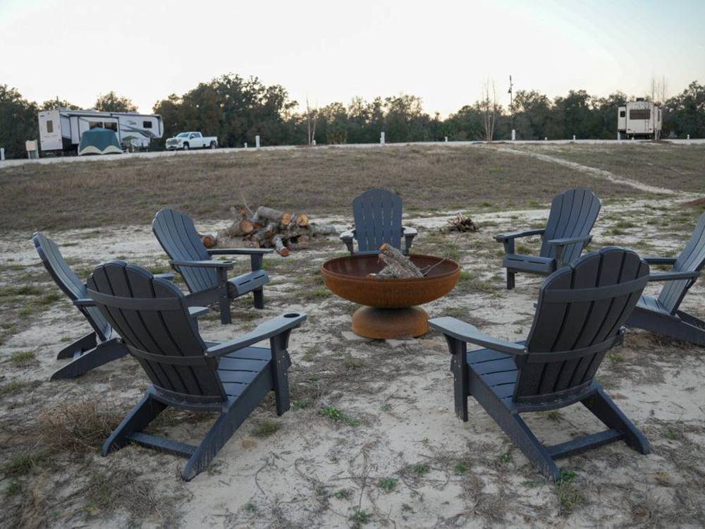 Chairs around a fire pit