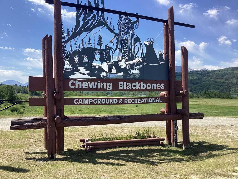 Sign declaring Chewing Black Bones Campground and Recreation at CHEWING BLACK BONES CAMPGROUND