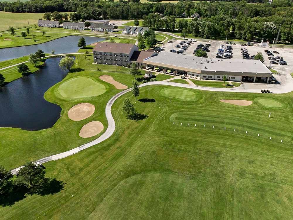 Aerial view of the campground and golf course at OAK TERRACE RV RESORT