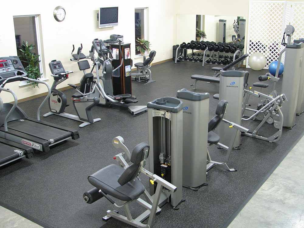 A lot of gym equipment available for guest at OAK TERRACE RV RESORT