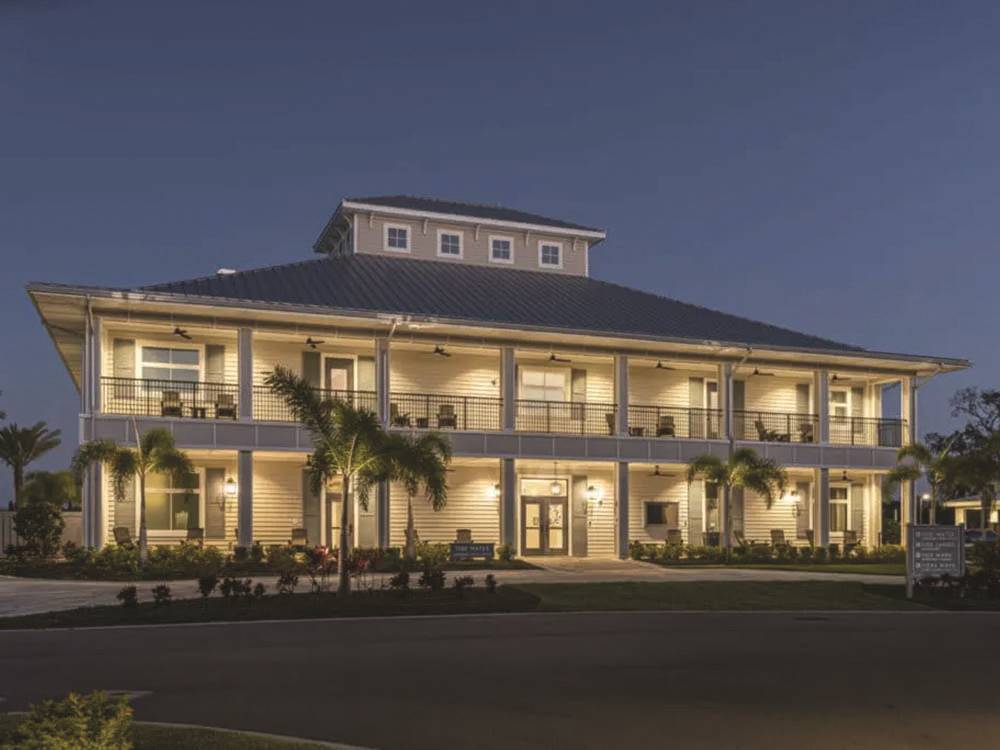 View of the clubhouse at night