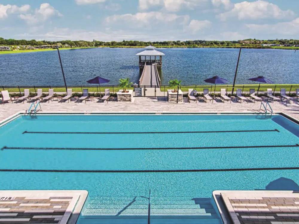 The large pool with lounge seating