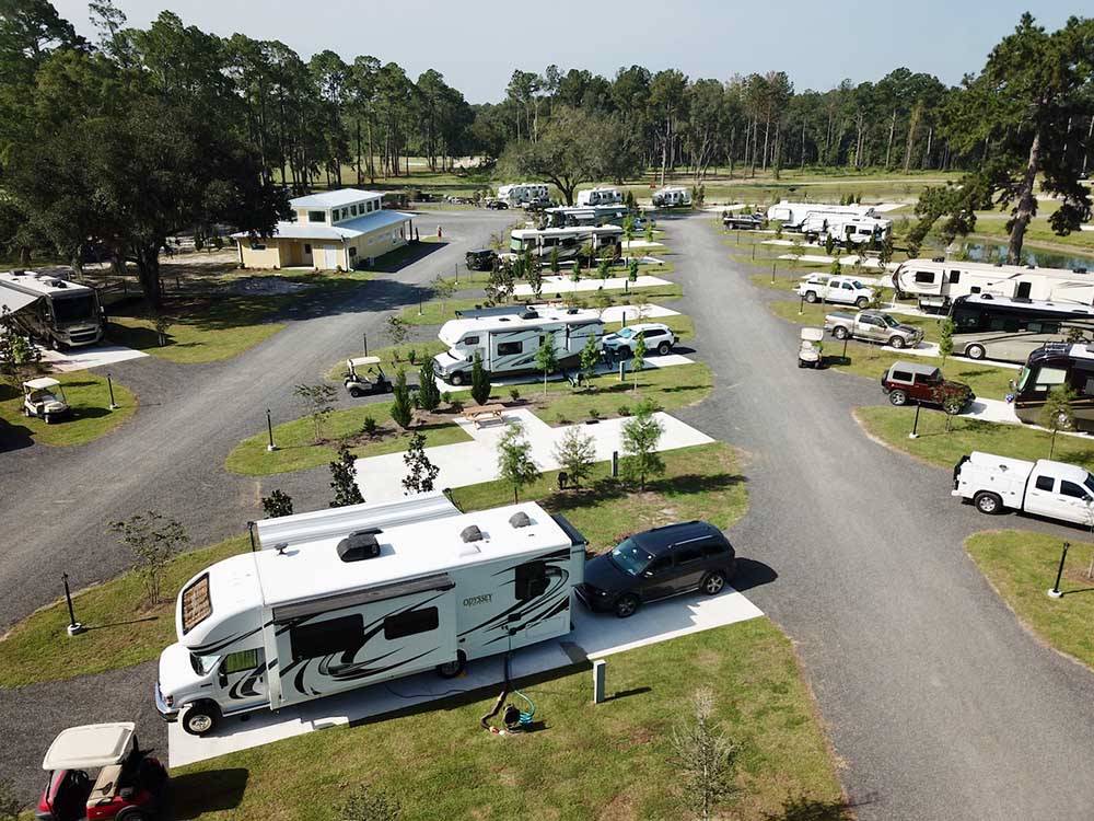 Aerial view of the RV sites at MADISON RV & GOLF RESORT