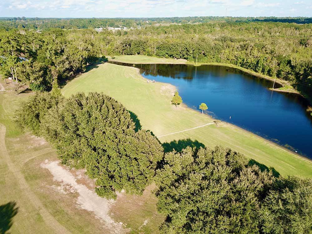Aerial view of the lake at MADISON RV & GOLF RESORT