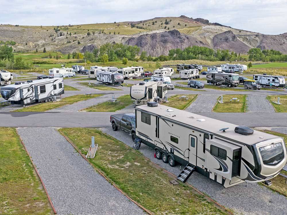 Aerial view of the RV sites at COPPER COURT RV PARK