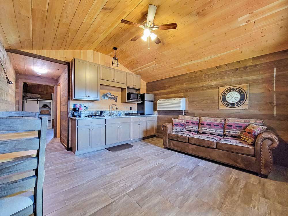 Inside view of the rental cabin at COPPER COURT RV PARK
