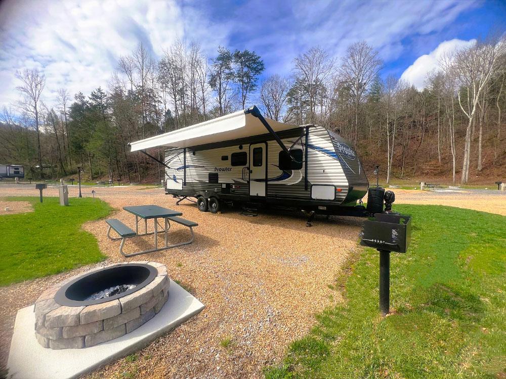 RV rental in a gravel site at APPALACHIAN SPRINGS OUTDOOR RESORT