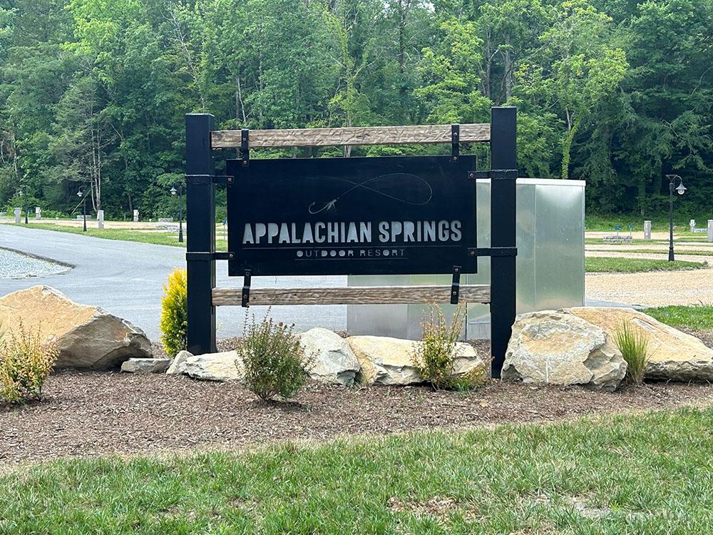 The front entrance sign at APPALACHIAN SPRINGS OUTDOOR RESORT