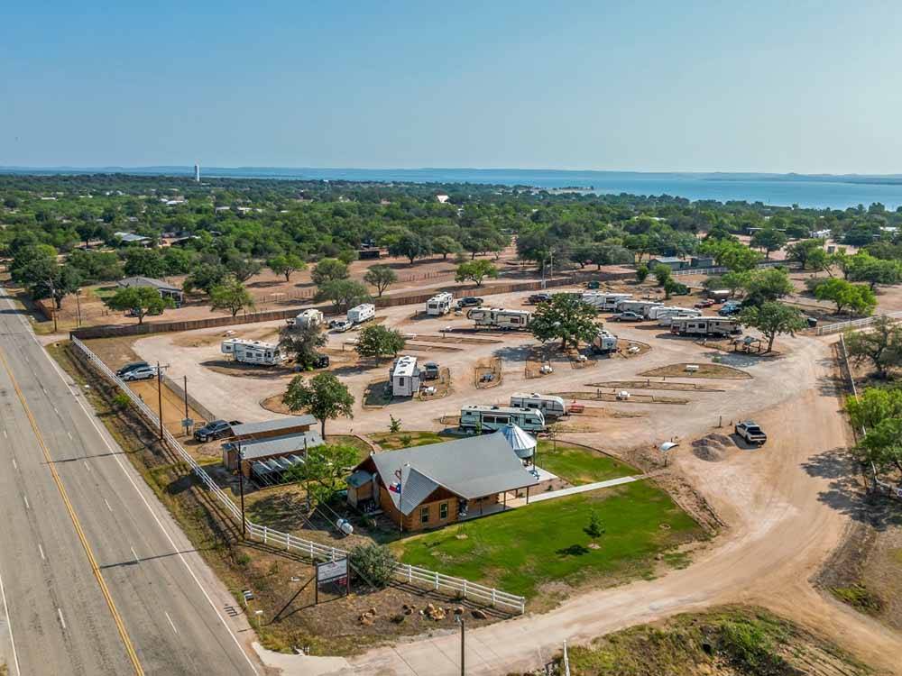 An aerial view of the campground at FREEDOM LIVES RANCH RV RESORT