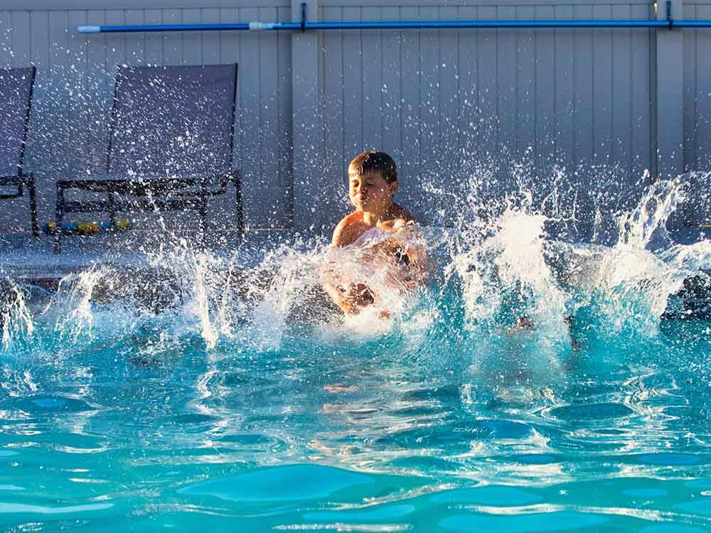 Kids splashing in campground pool at CANYON VIEW RV RESORT