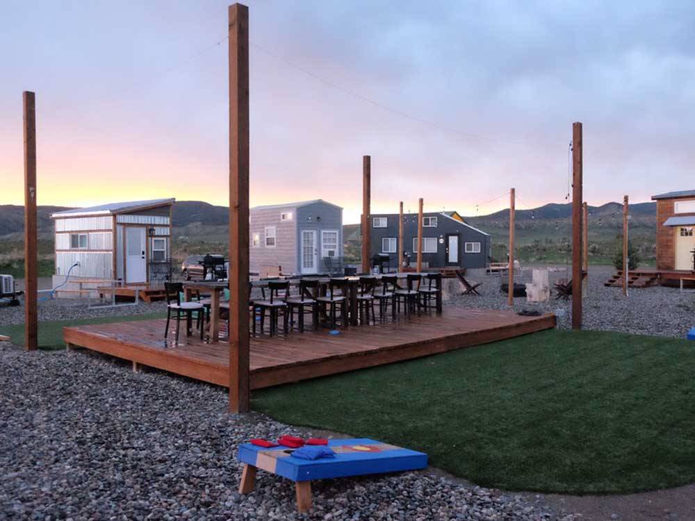 Common area for dining and games at TRAIL & HITCH RV PARK AND TINY HOME HOTEL