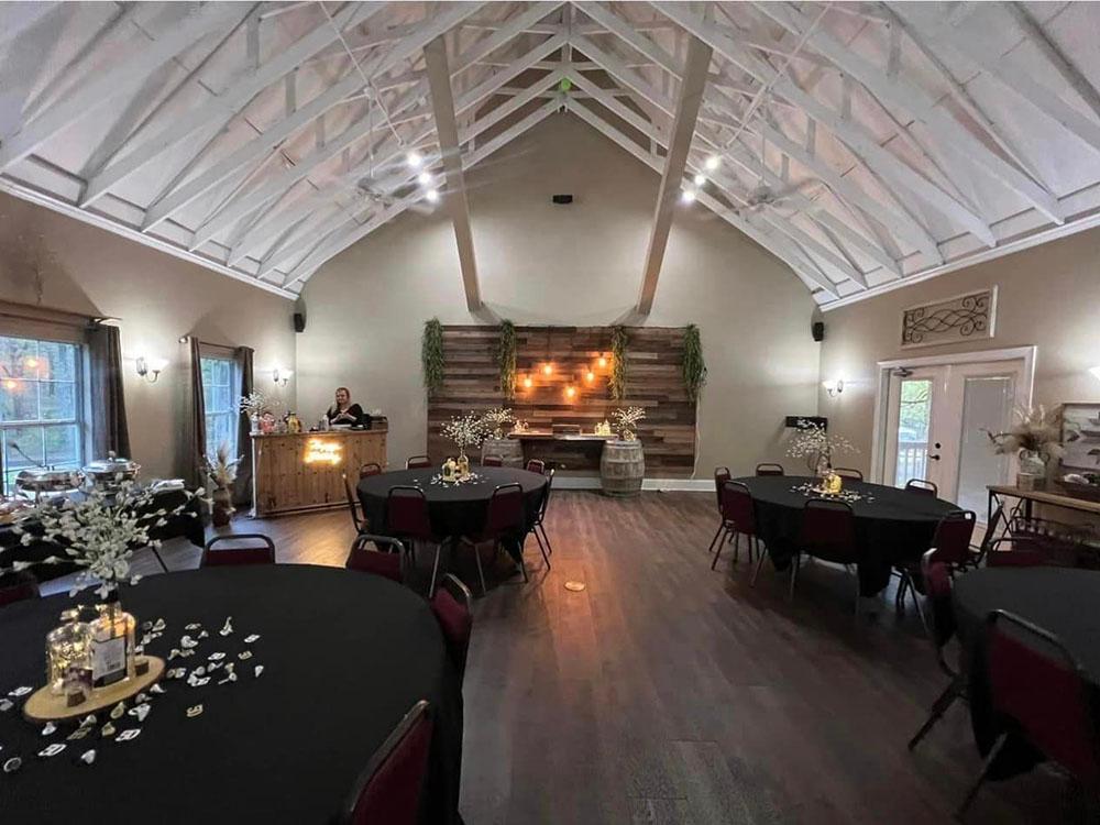 Seating area inside the lodge at FOREST LAKE RV PARK & EVENTS