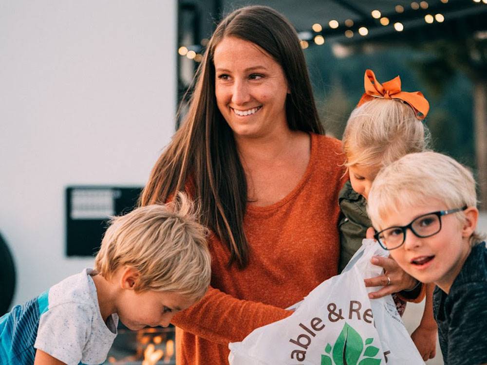 A family having pizza