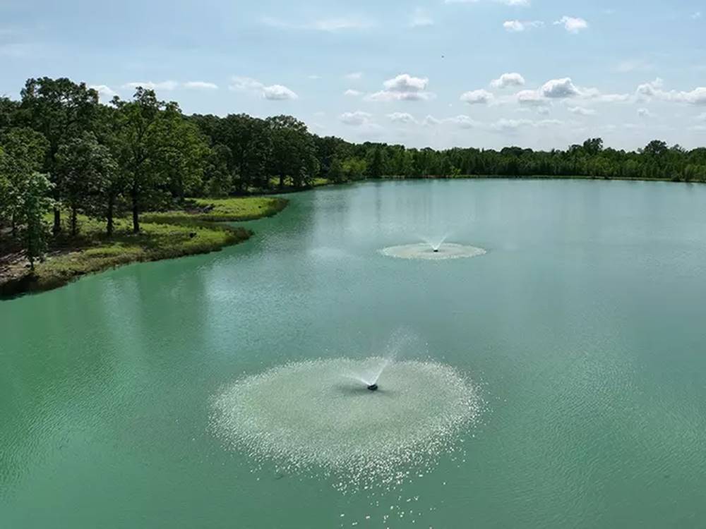 Water fountains in the lake