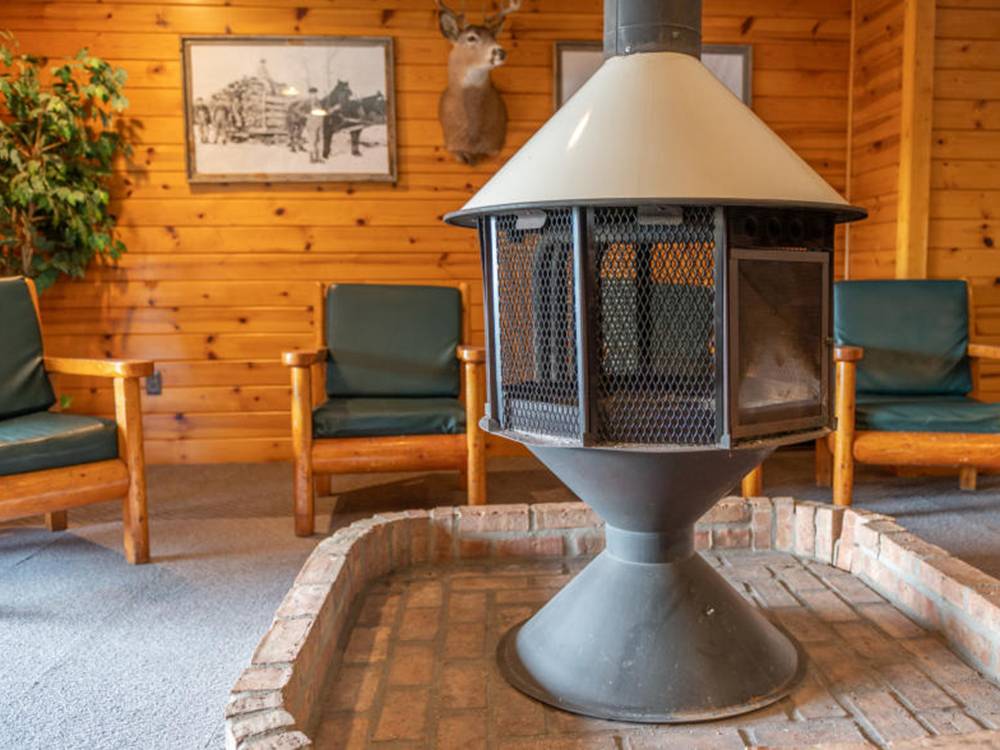 Seating around a fireplace