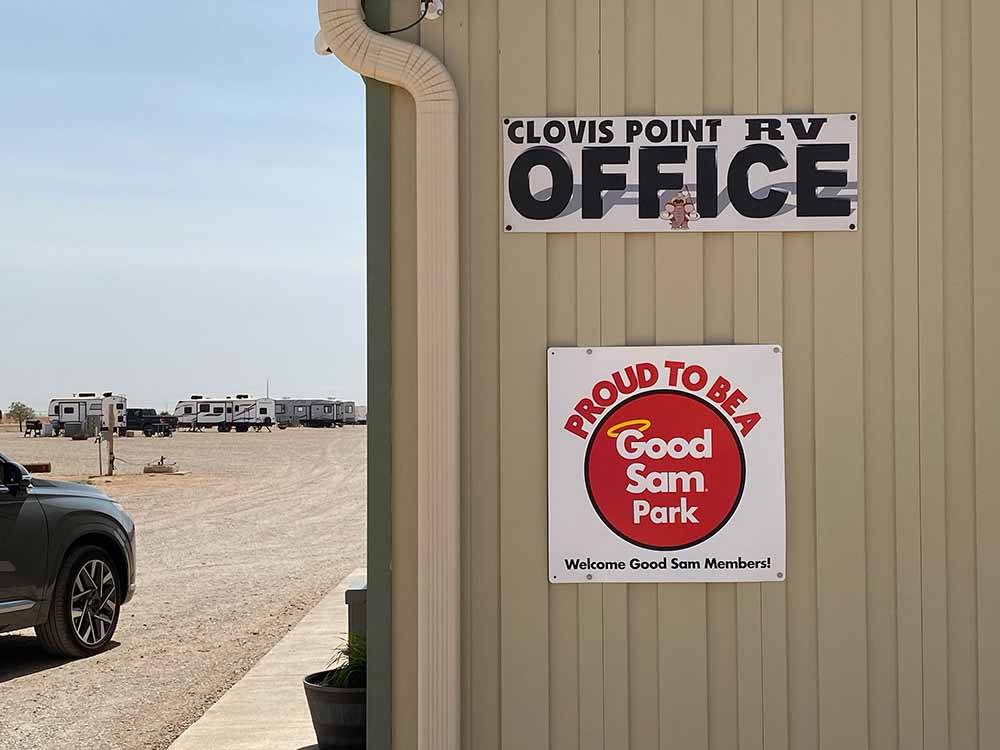 The office with a Good Sam Park sign at CLOVIS POINT RV STABLES & STORAGE