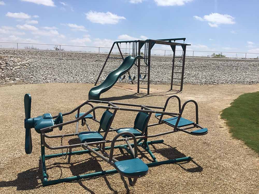 The playground equipment at BONNIE & CLYDE'S GETAWAY RV PARK