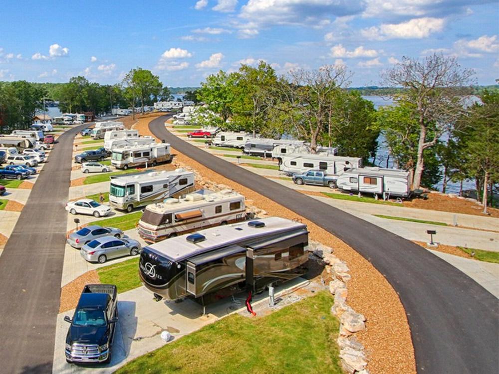 Parked trailer's and RV's at site Elm Hill RV Resort