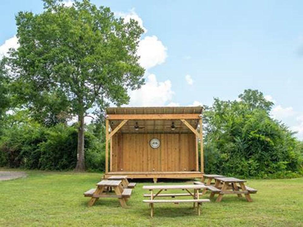 Outdoor seating area at TALLADEGA PIT STOP RV PARK & CAMPGROUND