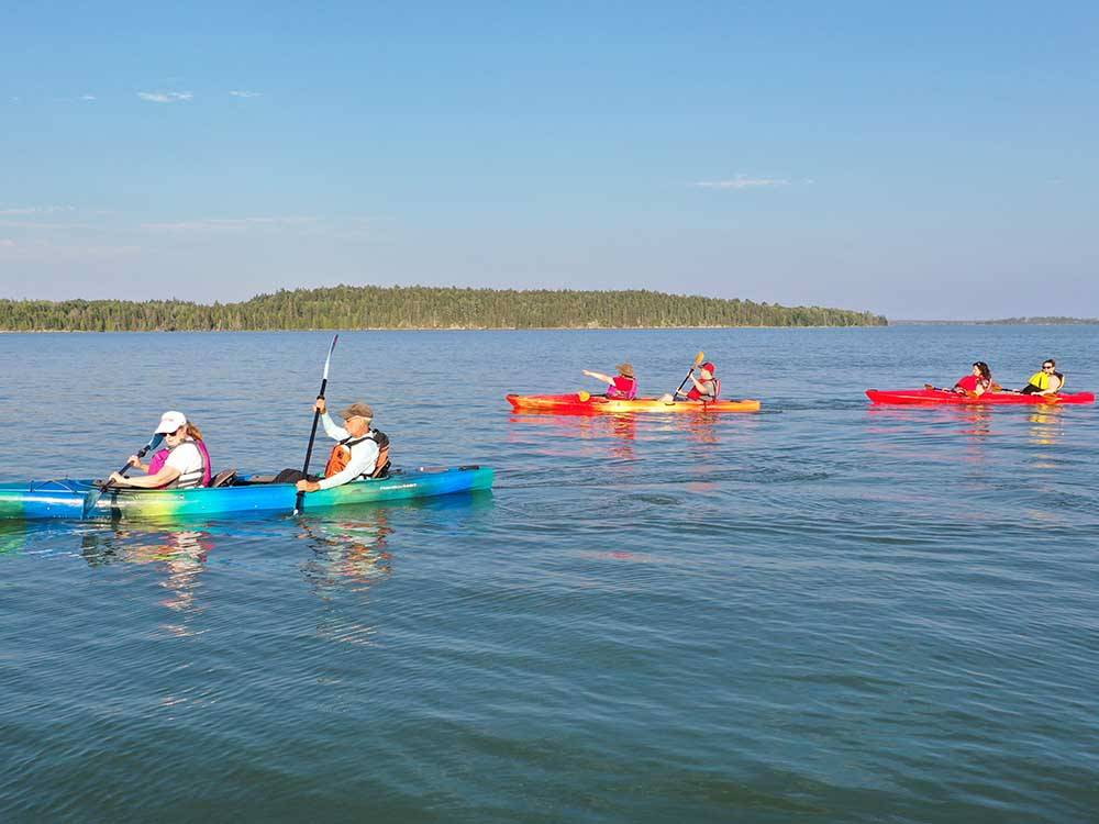 People canoeing on West Bay at WEST BAY ACADIA RV CAMPGROUND