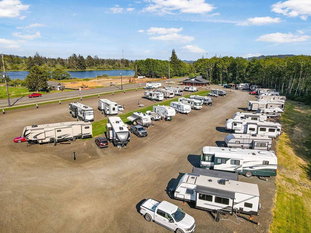 View of trailers in gravel sites