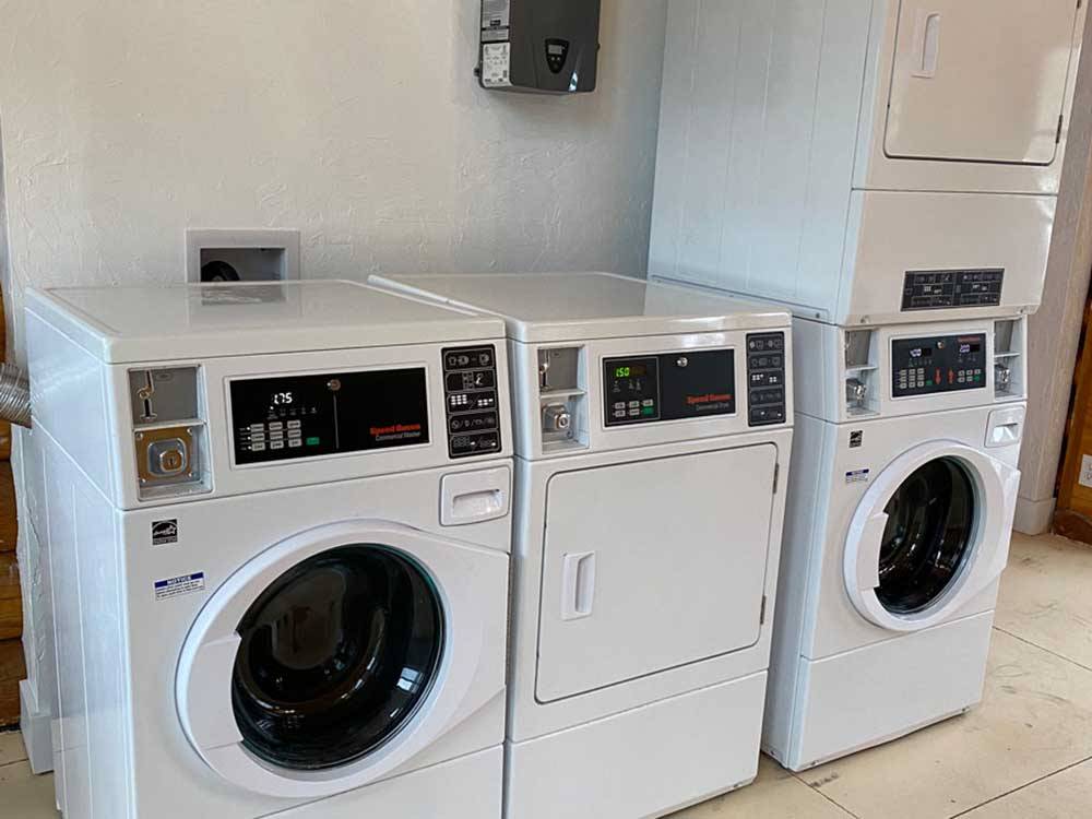 The washer and dryers in the laundry room at MEETEETSE RV PARK